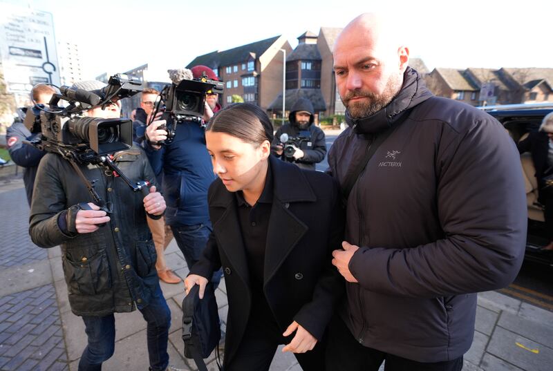 Chelsea striker Sam Kerr arrives at Kingston Crown Court where she is charged with alleged racially aggravated harassment of a police officer