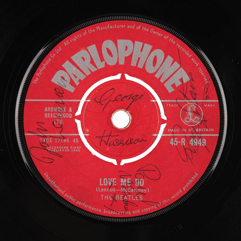 First pressing of the Beatles’ debut single, signed the day after its release