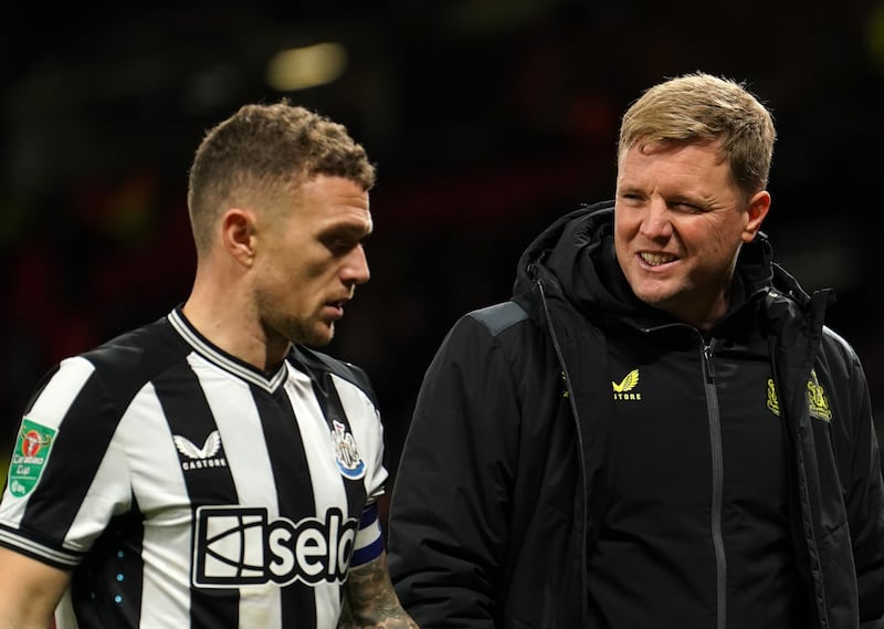 Newcastle boss Eddie Howe (right) still sees Kieran Trippier (left) as one of his key players