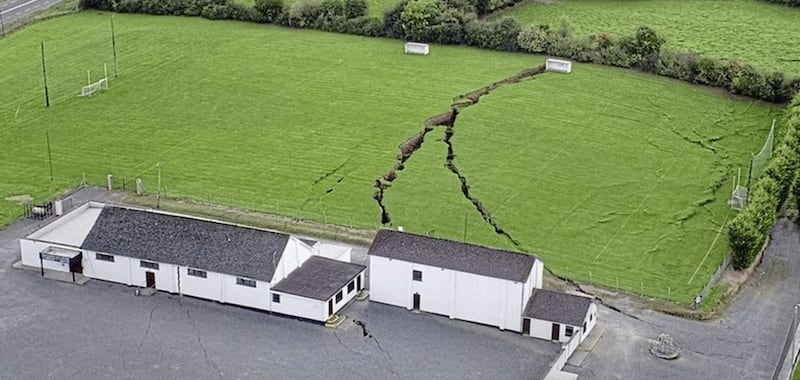 Magheracloone Gaelic Football Club in Co Monaghan was forced to shut after the collapse of a mine caused sinkholes to appear in its pitch in 2018 