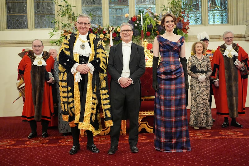 Prime Minister Sir Keir Starmer (centre) with Lord Mayor of the City of London Alastair King (centre left) during the annual Lord Mayor’s Banquet at the Guildhall in central London