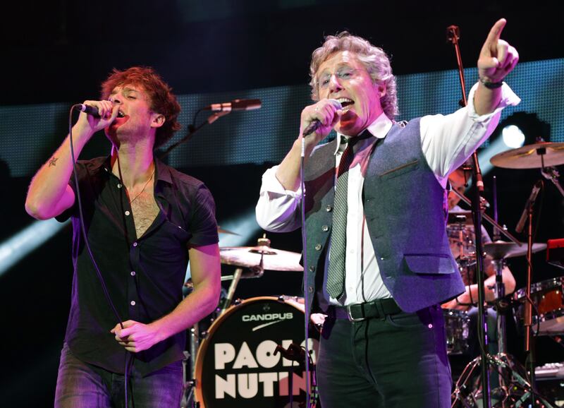 Paolo Nutini with Roger Daltrey during the Teenage Cancer Trust series of charity gigs in 2014