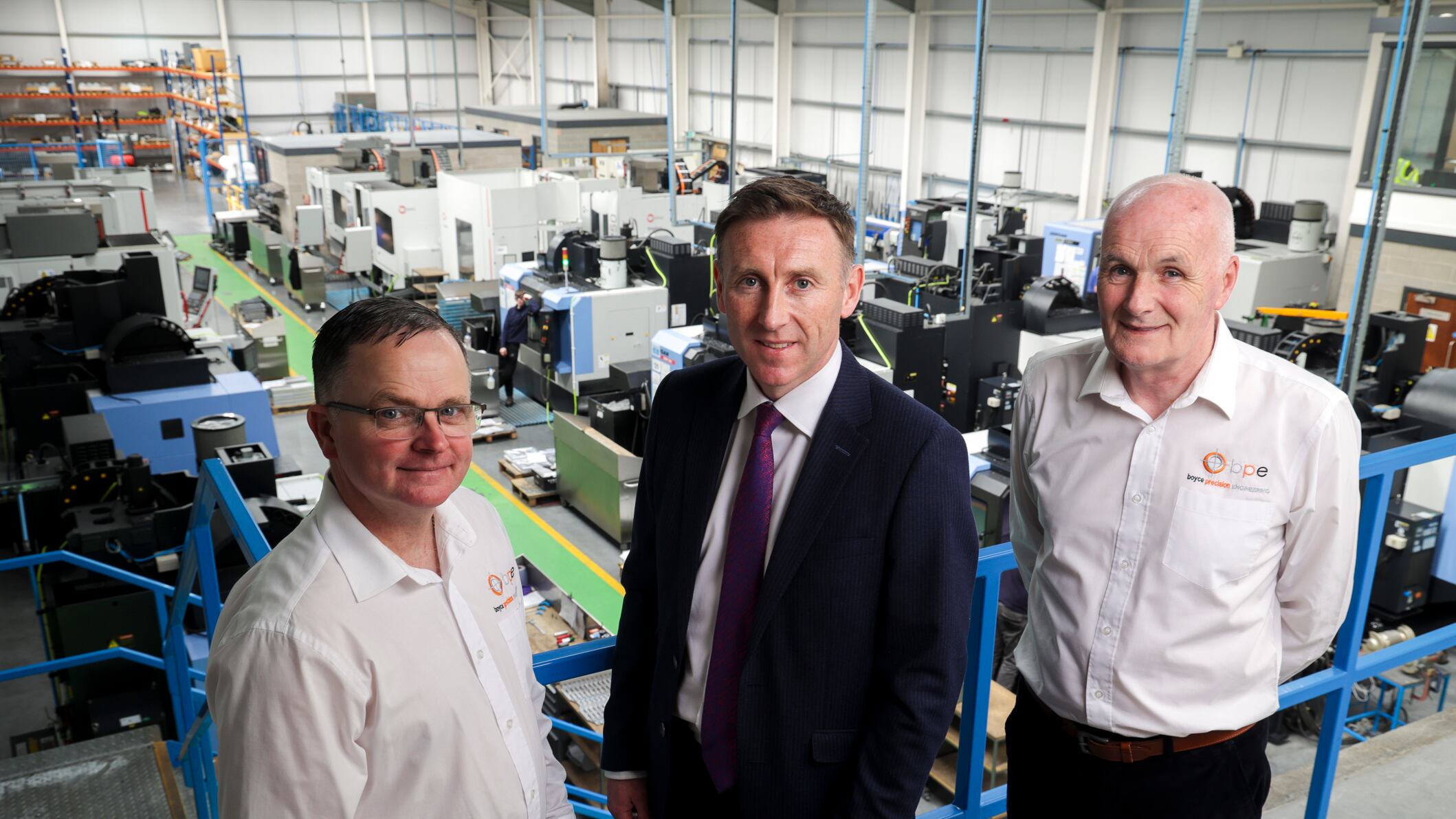 L-R: Outgoing managing director Brian Boyce with Grant Thornton's Paul Prenter and Boyce Precision Engineering's new managing director, Brian Perry.