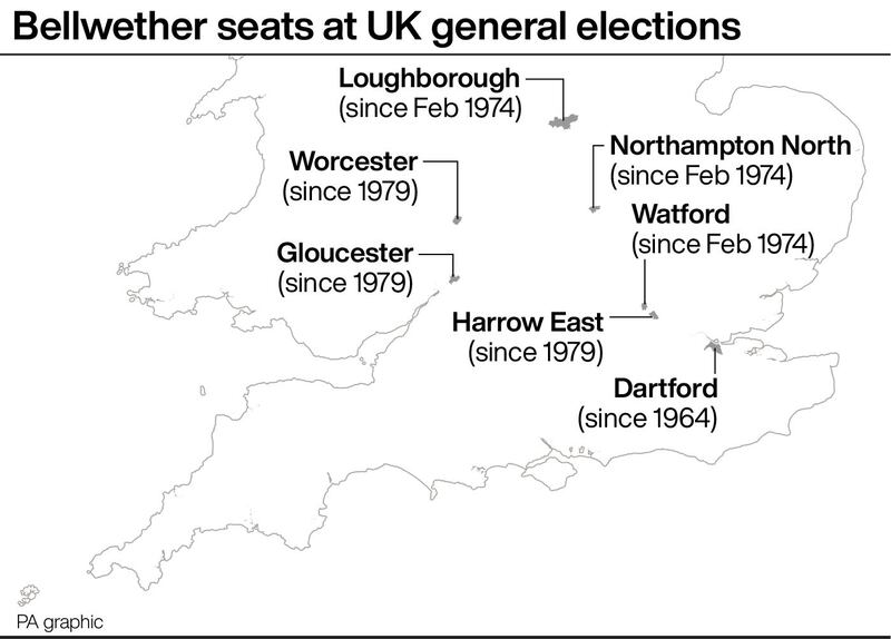 Bellwether seats at UK general elections
