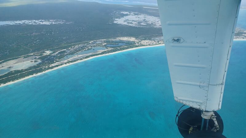 Flying over Barbuda.