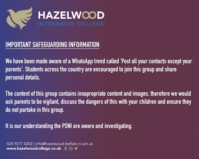 Important safeguarding information has been issued to parents.