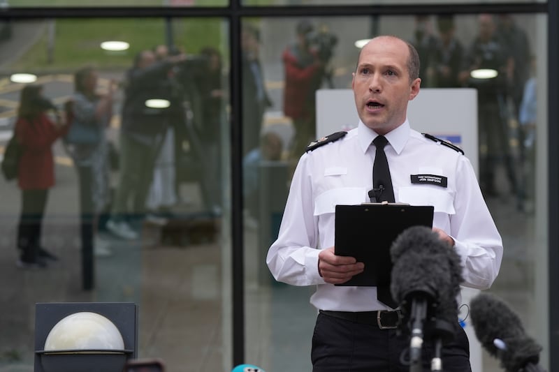 Chief Superintendent Jon Simpson, of Hertfordshire Police, speaks to media outside Hatfield Police Station