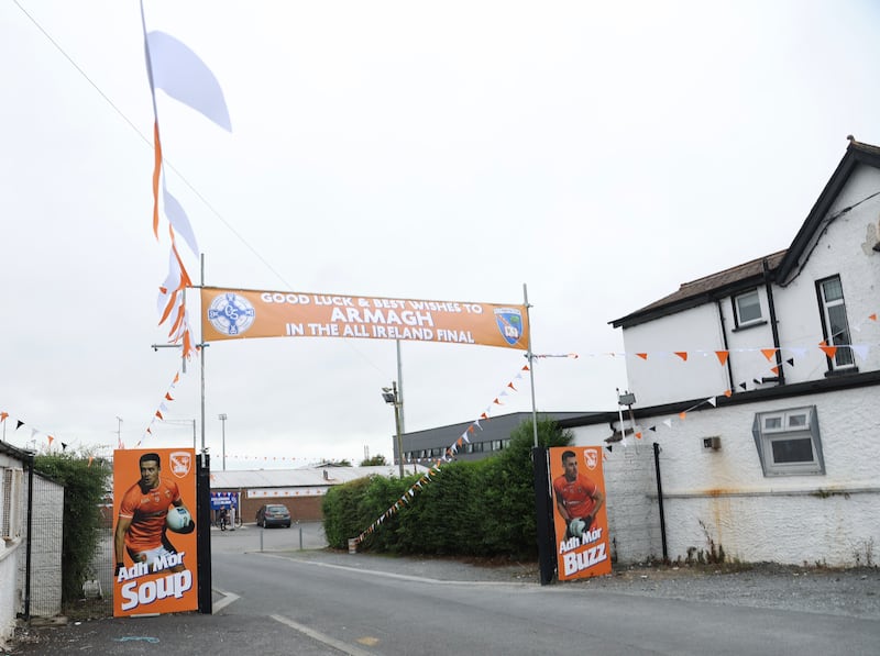 The Francis street area of Lurgan ahead of the All Ireland Final. PICTURE COLM LENAGHAN