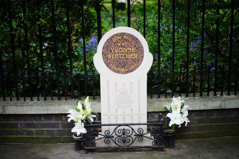 The memorial for Pc Yvonne Fletcher in St James’s Square, London