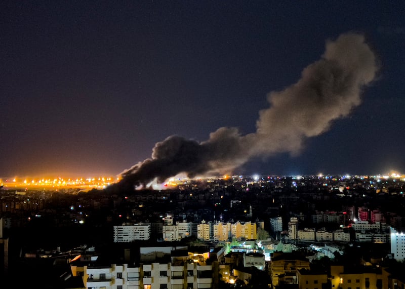 Smoke rises from an Israeli airstrike that hit the southern suburb of Beirut, Lebanon (AP Photo/Hussein Malla)