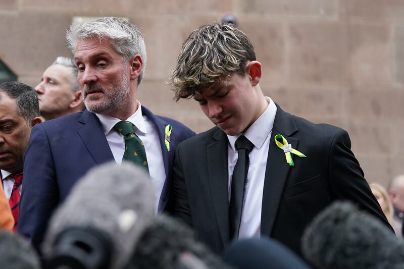 Barnaby Webber’s father and brother, David and Charlie Webber, after the sentencing