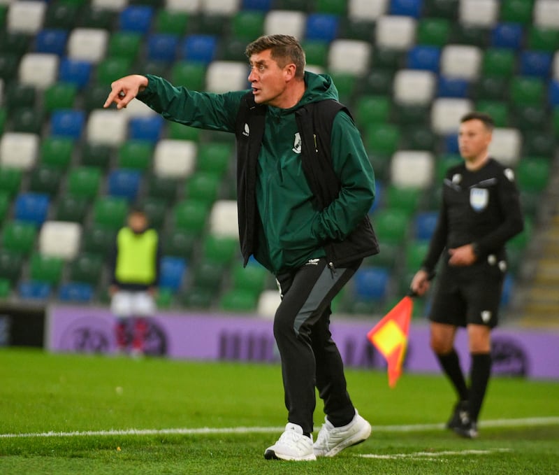 Declan Devine of Glentoran during this evening’s game at National Football Stadium at Windsor Park, Belfast