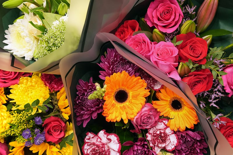 Bouquets of flowers sold by Tesco on view at the chain’s main supplier