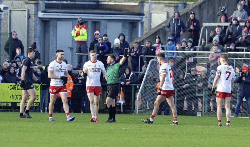 Tyrone seem set to be without Padraig Hampsey, Kieran McGeary, Michael McKernan, and Peter Harte against Kildare on Sunday after their late red cards against Armagh. <br />Pic Philip Walsh