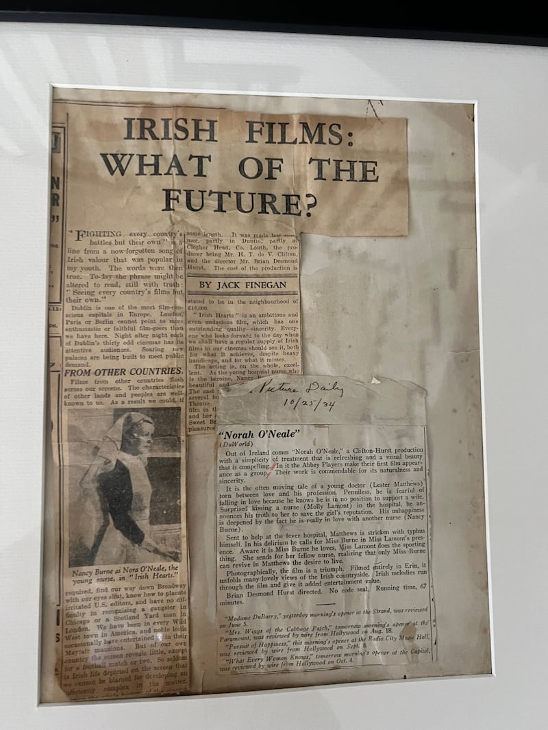 A 1934 newspaper article on Irish Films: What of the Future?, in which Brian Desmond Hurst said that the Irish people needed their own film industry