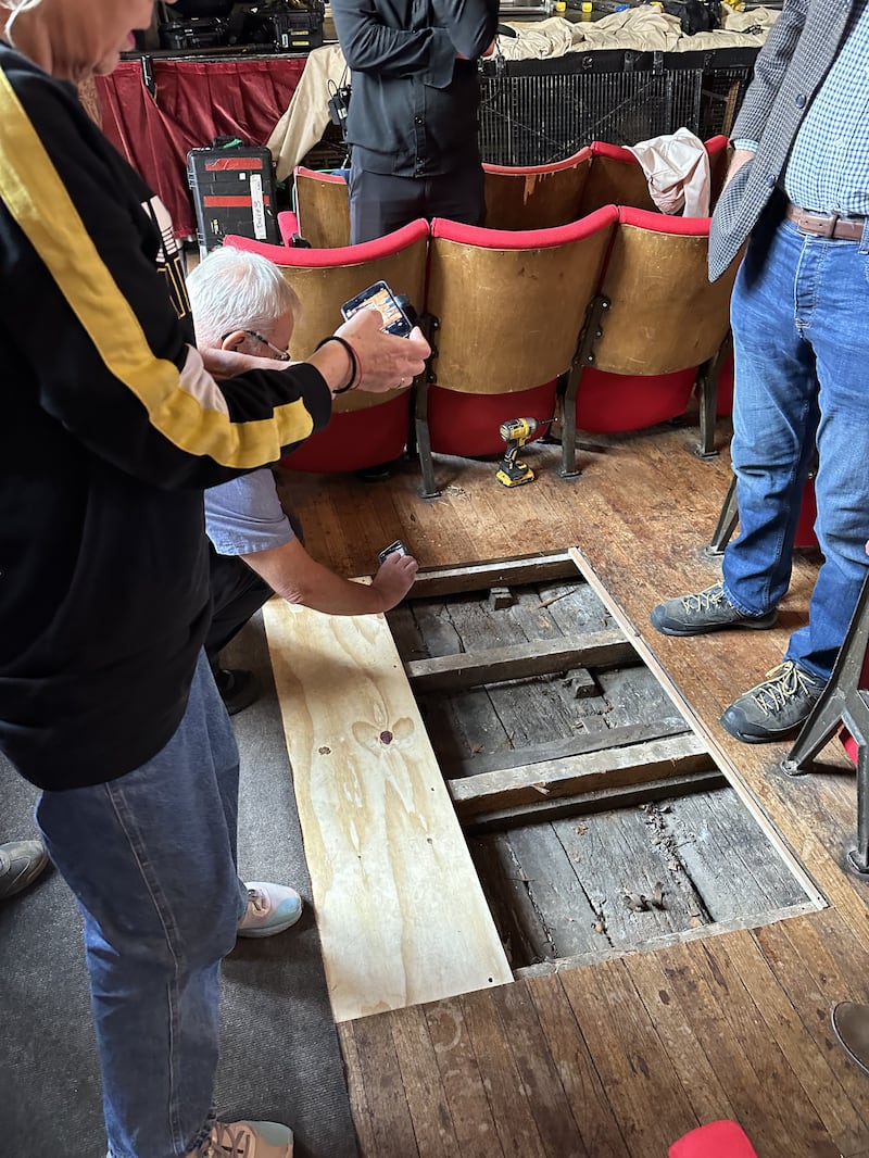 The medieval oak boards that were uncovered at St George’s Guildhall