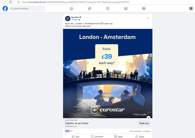 One of Eurostar’s ads found to be misleading by the ASA.