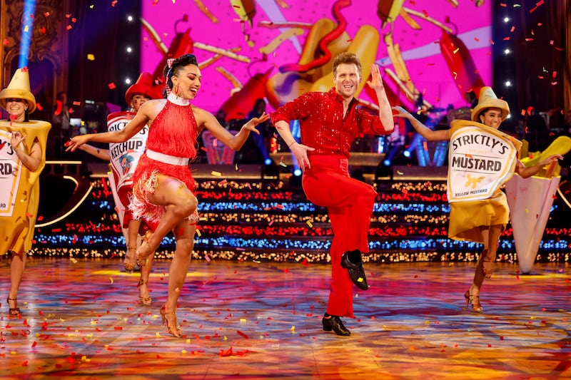 Michelle Tsiakkas and Jamie Borthwick, during their appearance on the live show of Saturday’s Strictly Come Dancing (Guy Levy/BBC)