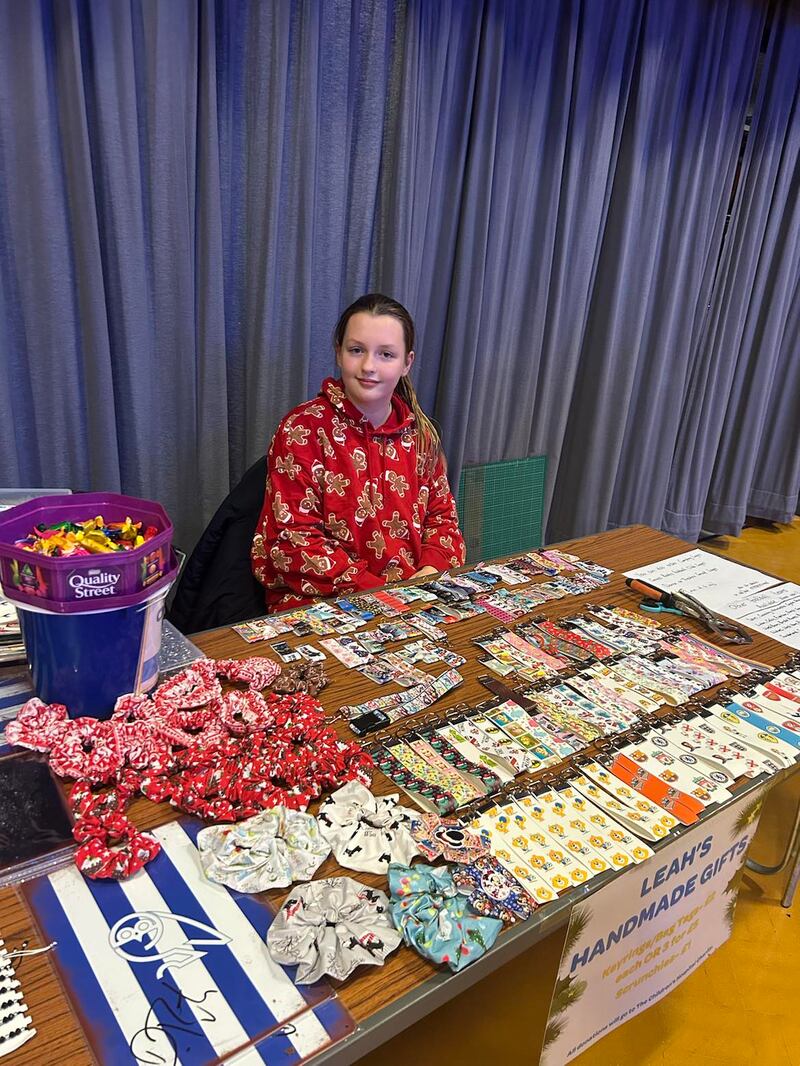 Leah selling her items at a stall at Sheffield Children’s Hospital