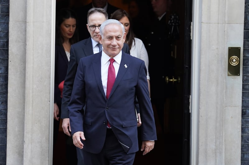 Israeli Prime Minister Benjamin Netanyahu leaving Downing Street during a previous visit to the UK