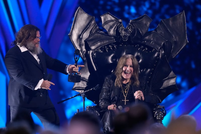 Jack Black introduced Ozzy Osbourne at the 39th Annual Rock & Roll Hall of Fame induction ceremony on Saturday (Chris Pizzello/AP)