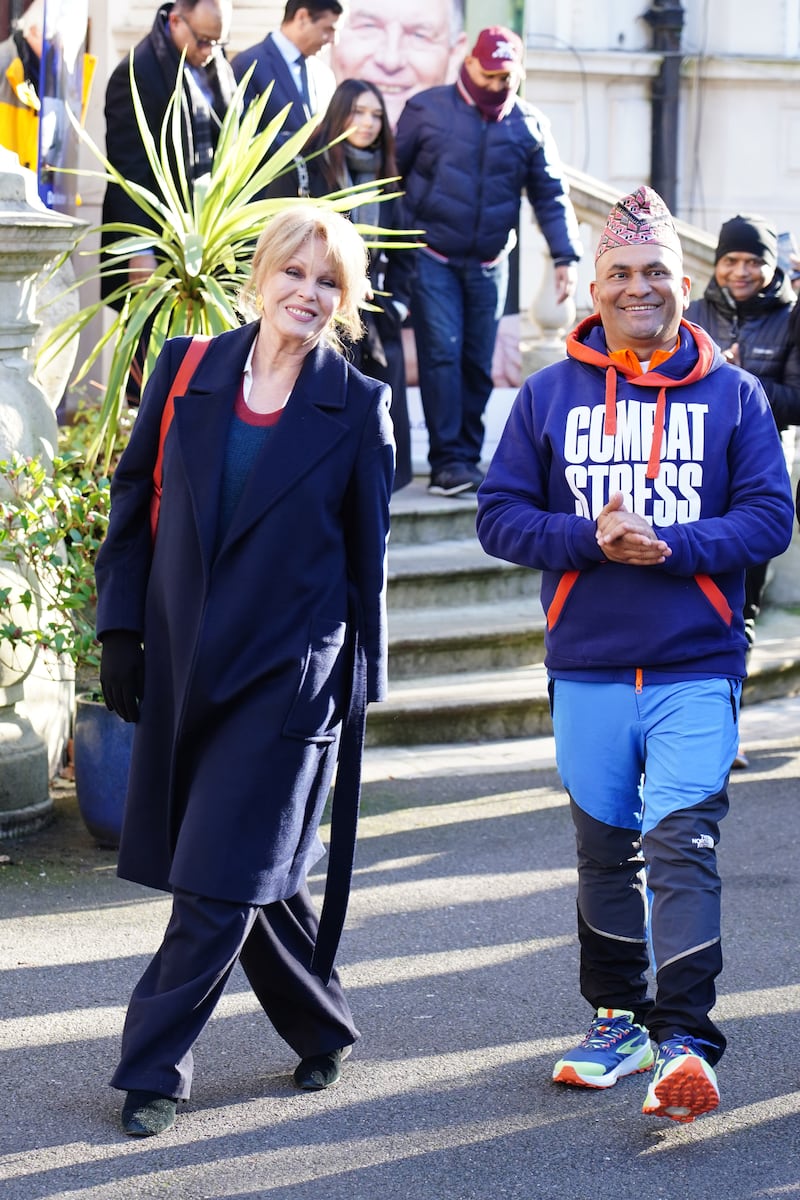 Dame Joanna Lumley with restaurant owner Sujan Katuwal