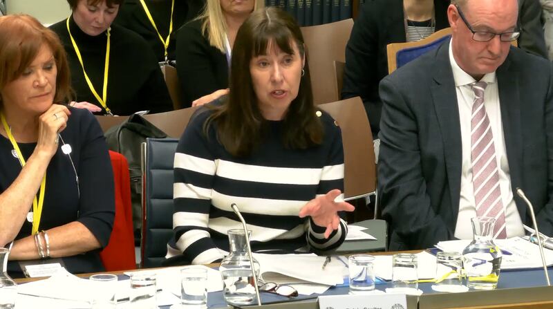 Roisin Coulter, chief executive of the South Eastern Health and Social Care Trust gives evidence to the Stormont Health Committee on Thursday.