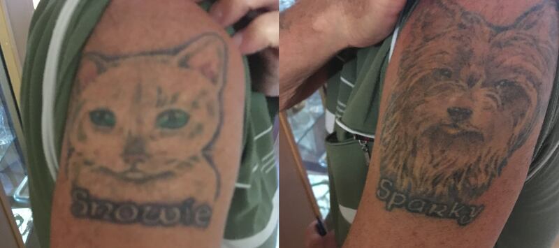 The tattoos of Francie Arthurs's beloved pets