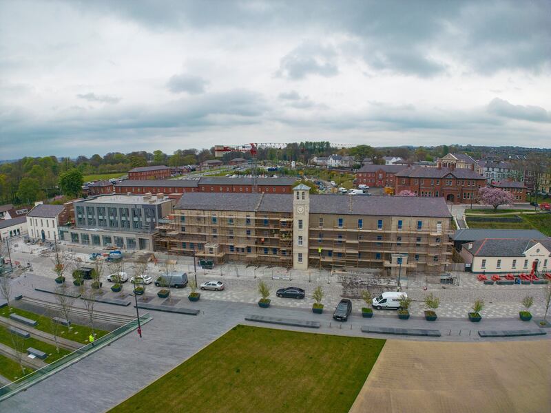 Work on the Ebrington Square site in April.