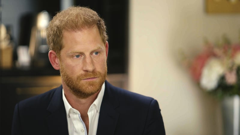 The Duke of Sussex being interviewed for the ITV programme A close up picture of Harry being interviewed