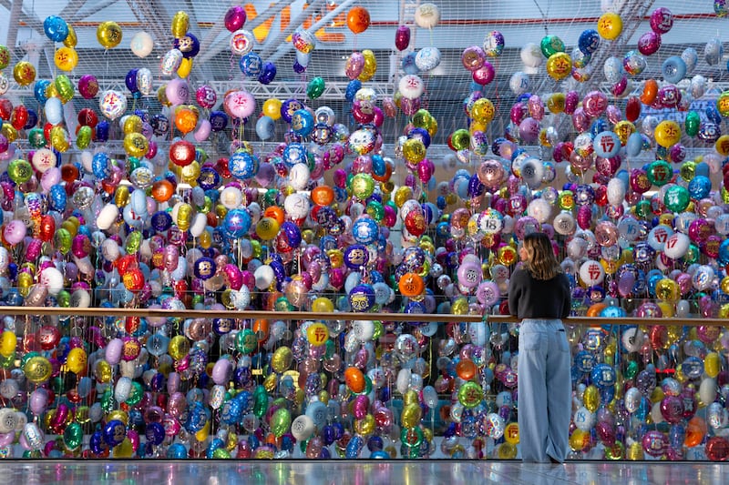 Suicide prevention charity Campaign Against Living Miserably (CALM) unveils their Missing Birthdays installation at Westfield White City London, made up of 6,929 balloons that represent every young life lost to suicide in the last decade. Picture date: Monday January 9, 2024. PA Photo. The installation follows a new report by CALM only 15 per cent of parents and carers have discussed the topic of suicide with young adults in their care. To combat this, the charity is launching the CALM C.A.R.E kit, a free online resource which provides practical tools around talking about suicide with a young person. Photo credit should read: David Parry/PA Media Assignments