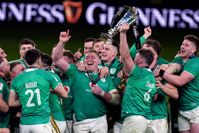 Ireland celebrate Guinness Six Nations glory after beating Scotland in last year’s championship