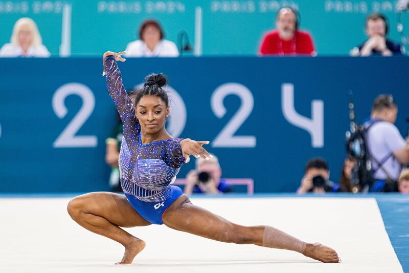 Simone Biles often dons a tight bun, perhaps to avoid tangling