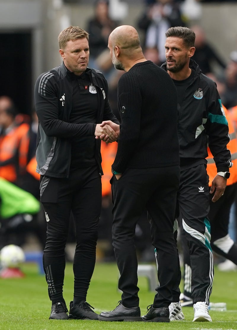 Eddie Howe and Pep Guardiola had a long exchange