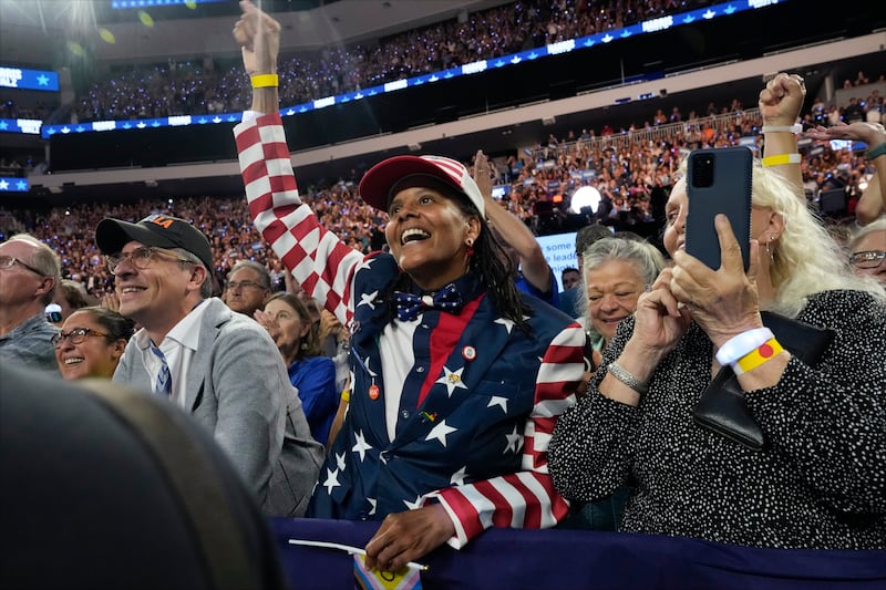 Supporters arrive before Democratic presidential nominee Vice President Kamala Harris speaks (Jacquelyn Martin/AP)