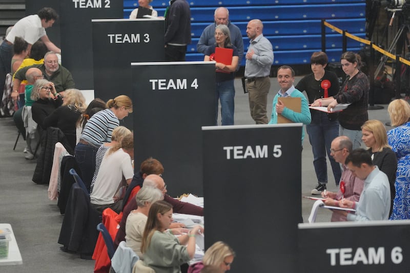 Ballots are sorted at the Sports Training Village, University of Bath