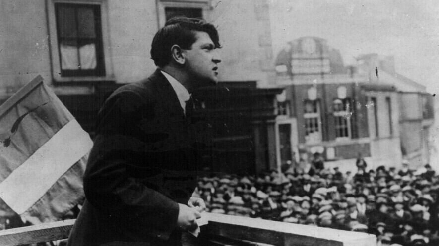 Michael Collins pictured during his 1922 oration in Cork's Grand Parade.