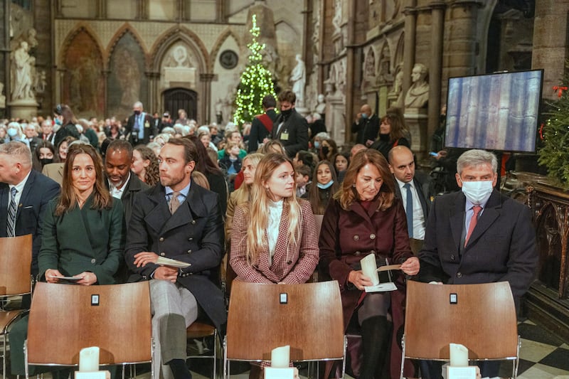 Kate’s family Pippa Matthews, James and Alizee Middleton, and Carole and Michael Middleton at the event in 2021