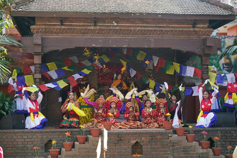 Children at the Mother Teresa School performed a traditional dance for their royal visitor