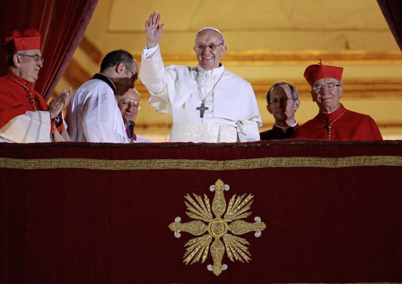 Pope Francis appears on the central balcony of St Peter&#39;s Basilica soon after his election in March 2013. Picture by Peter Macdiarmid/Getty Images 