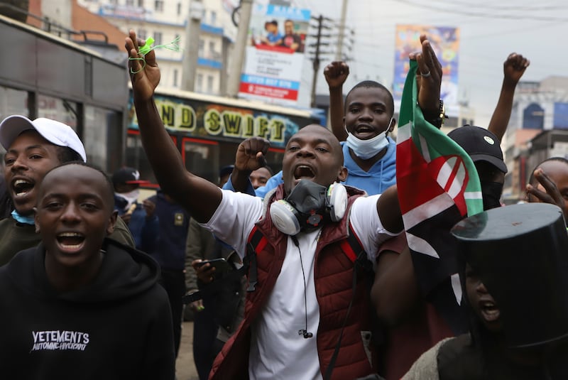 People take part in a protest rally against hunger in Nairobi (Andrew Kasuku/AP)