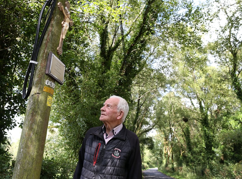 A Plaque where  Patsy Kelly was shot after being abducted on his way home from work in Trillick, County Tyrone, in 1974. PICTURE COLM LENAGHAN