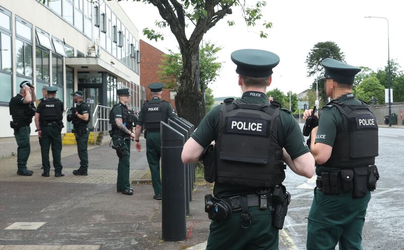 Warren Smyth appears at Newtonards Court on Tuesday  charged with attempted murder after shots were fired through the window of a house in County Down on Saturday.

A woman in her 60s was struck on her head and back with shotgun pellets after they were fired through the window in Brae Grove, Ballygowan.
PICTURE COLM LENAGHAN