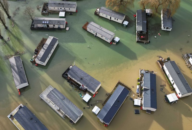 Holiday homes in Northampton surrounded by water after Storm Henk