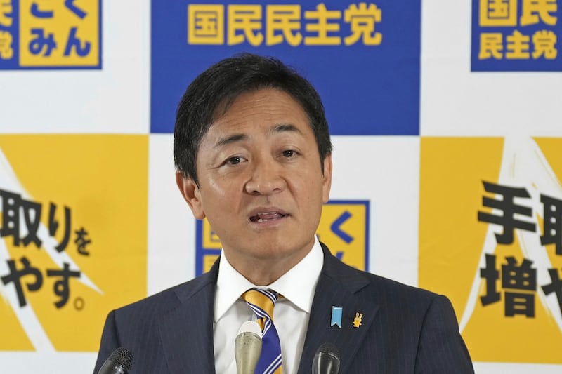 Head of the Democratic Party of the People Yuichiro Tamaki (Kyodo News via AP)