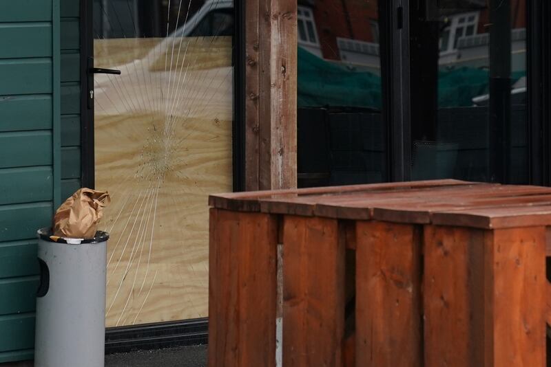 Damage at the Clumsy Swan pub in Birmingham, following ongoing unrest across parts of the country.
West Midlands Police have said a large number of people had gathered in the Bordesley area of the city on Monday but there were no clashes with members of an opposing group, and despite social media rumours of a far-right protest, it did not take place.
Picture date: Tuesday August 6, 2024.
PA Photo.
See PA story POLICE Southport.
Photo credit should read: Jacob King/PA Wire