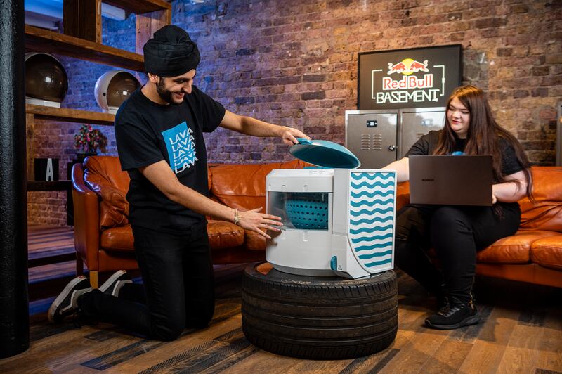 Paramveer Bhachu (L) and Joanna Power (R) from LAVA AQUA X  are seen at the Red Bull Basement in London, United Kingdom on December 13, 2020 PICTURE Mark Roe