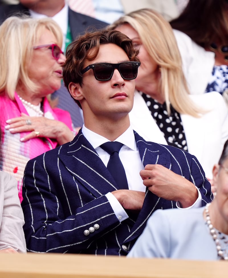 George Russell in the royal box on day 10 of the 2024 Wimbledon Championships