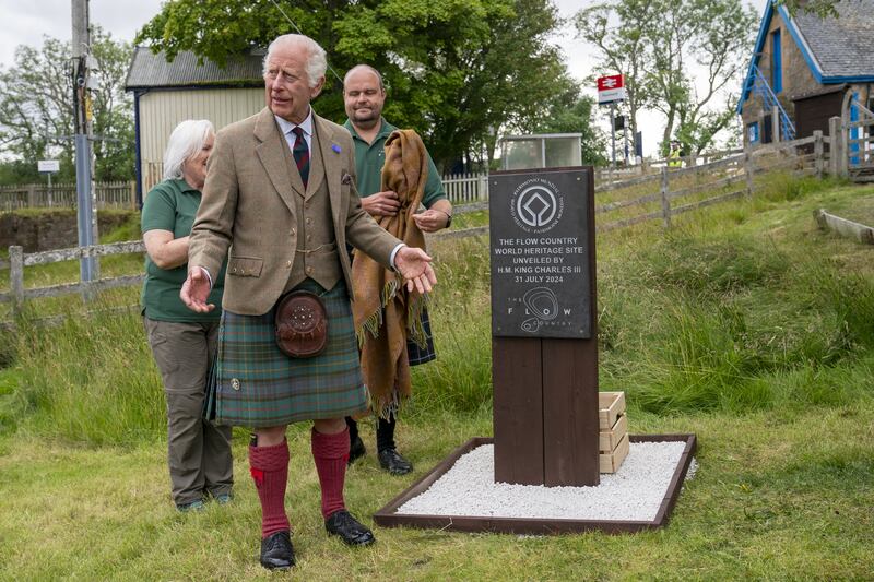 Charles unveiled the Flow Country World Heritage Site plaque