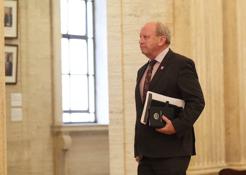 TUV Leader Jim Allister  arrives , as Northern Ireland's devolved government is to be  restored, Two years to the day since it collapsed. PICTURE:  COLM LENAGHAN